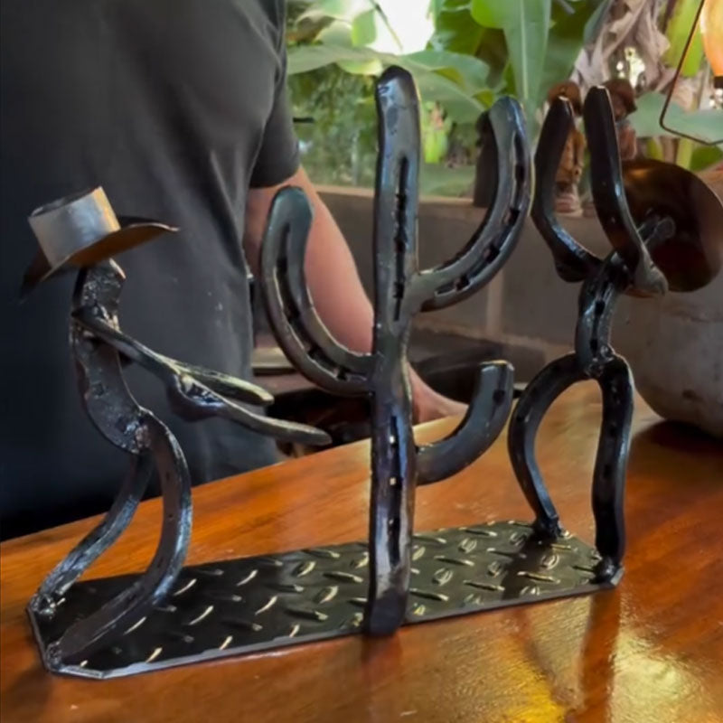 Western Cowboy & Cactus Wine Bottle Holder