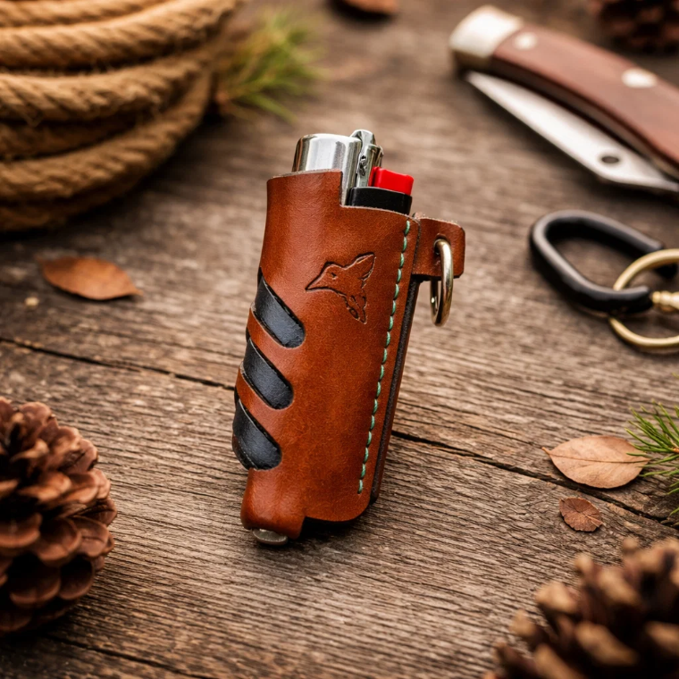 Leather Lighter Cover | Hand-Stitched & Veg-Tanned 🌲🗺️✨