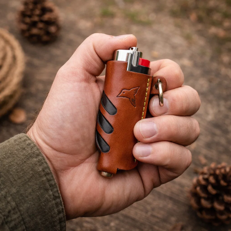 Leather Lighter Cover | Hand-Stitched & Veg-Tanned 🌲🗺️✨