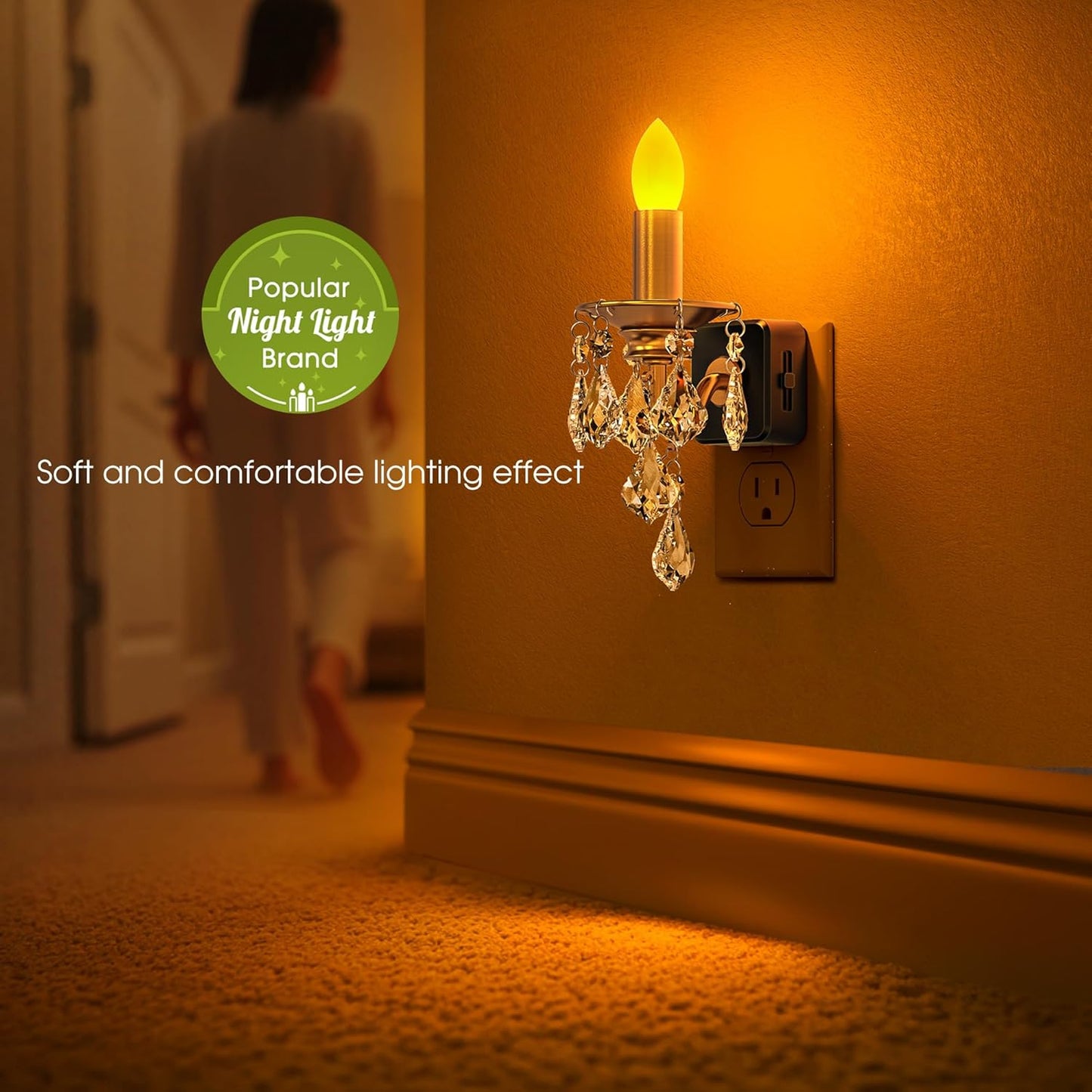 ✨Candle Night Light – Dimmable LED Amber Nightlight with Dusk-to-Dawn Sensor