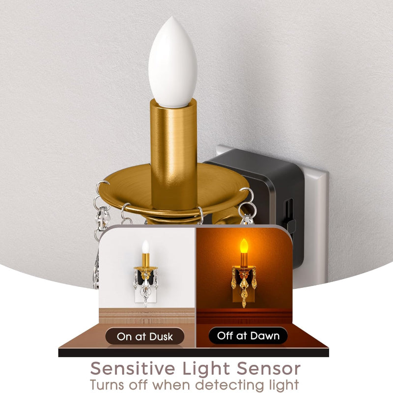 ✨Candle Night Light – Dimmable LED Amber Nightlight with Dusk-to-Dawn Sensor