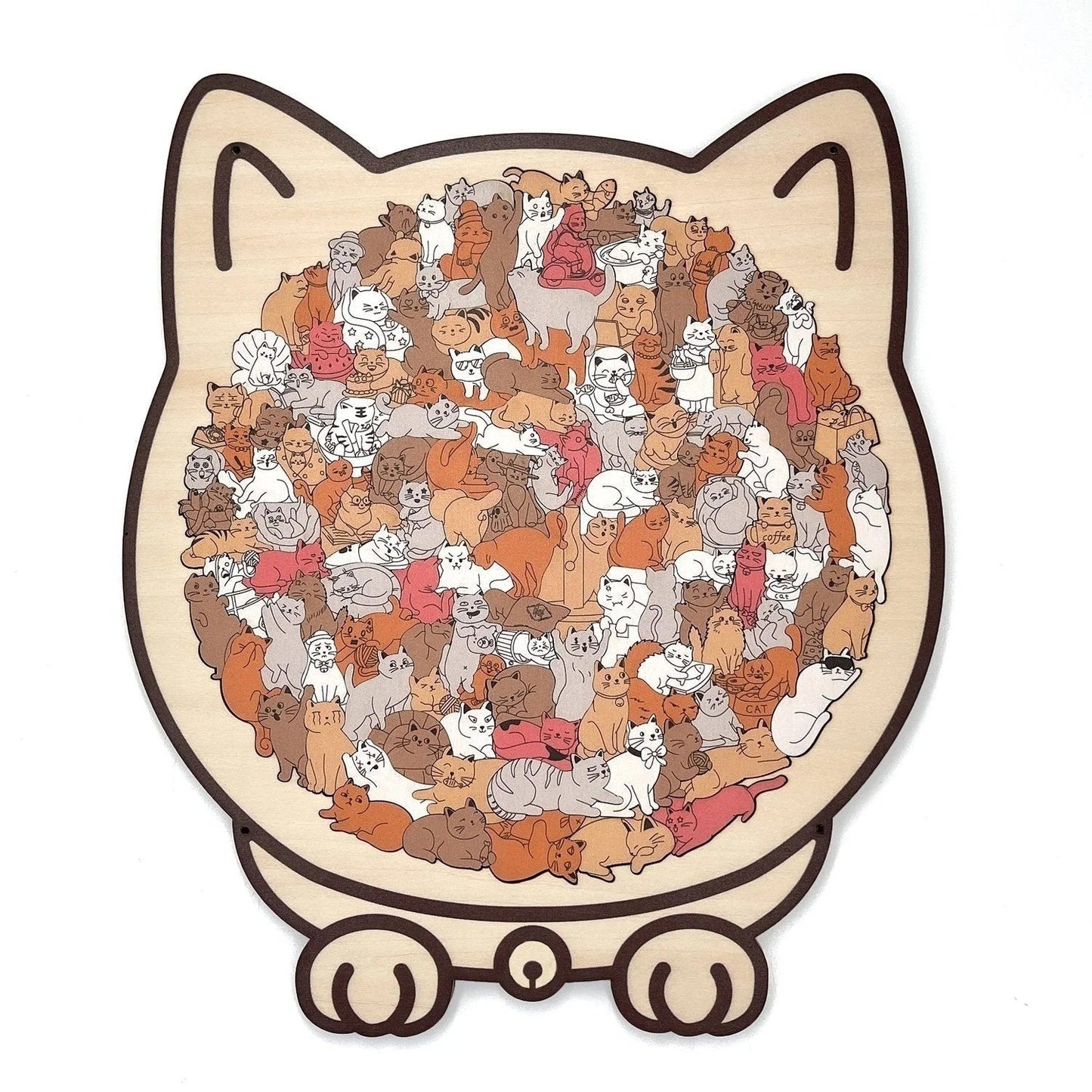 🎁Early Christmas Sale 49% OFF🎅 Wooden Cat Puzzle with 135 Pieces