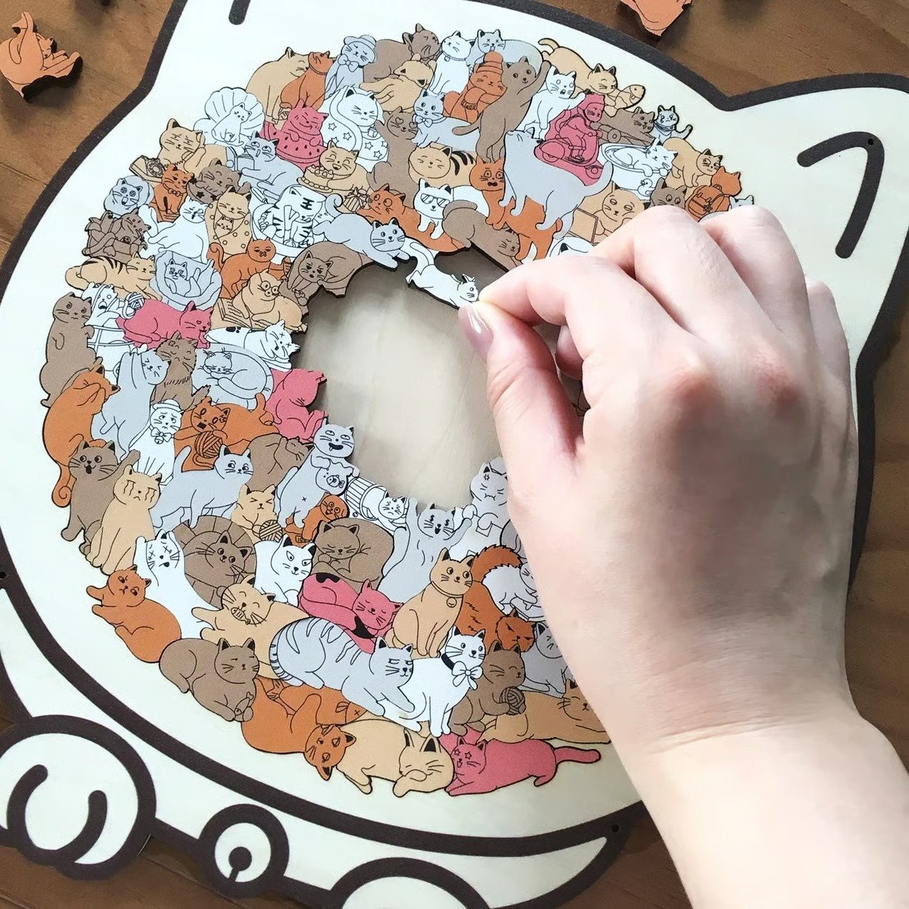 🎁Early Christmas Sale 49% OFF🎅 Wooden Cat Puzzle with 135 Pieces
