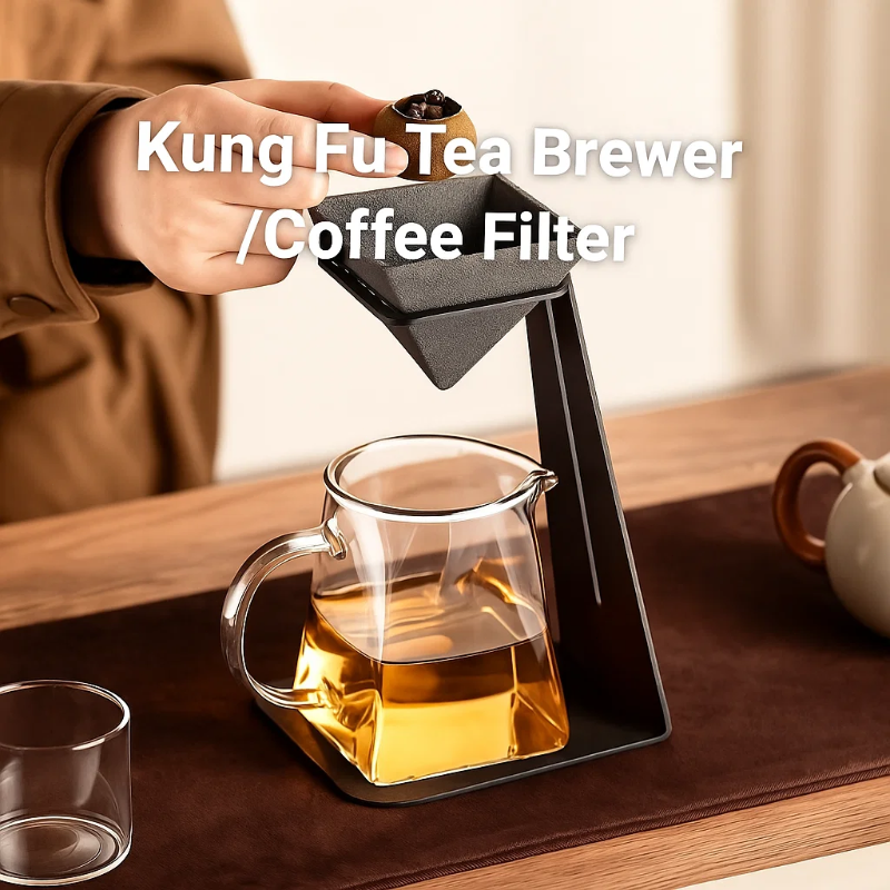 ☕🍵 Porous Mineral Filtration Funnel with Metal Stand