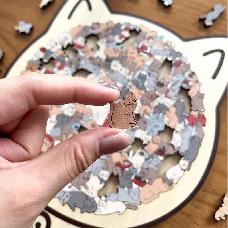 🎁Early Christmas Sale 49% OFF🎅 Wooden Cat Puzzle with 135 Pieces