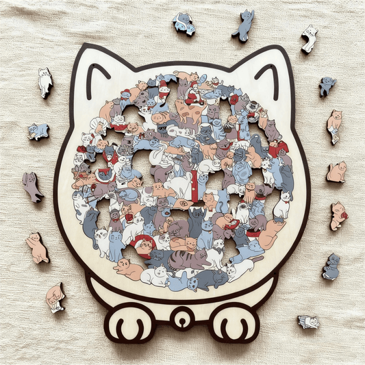 🎁Early Christmas Sale 49% OFF🎅 Wooden Cat Puzzle with 135 Pieces